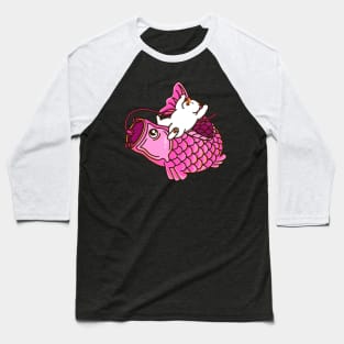 Cat and Pink Koinobori Baseball T-Shirt